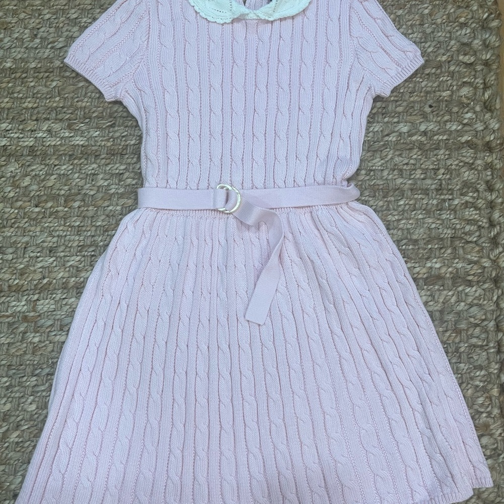 Pink Cable Knit Kids Dress by RL